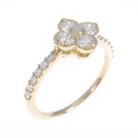 【新品】K18YG フラワー ダイヤモンドリング