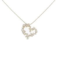 K18YG ハート ダイヤモンドネックレス