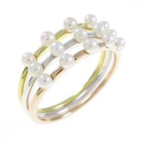 K18スリーカラー アコヤパールリング