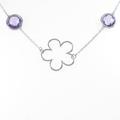 K18WG フラワー アメジストネックレス