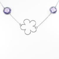 K18WG フラワー アメジストネックレス