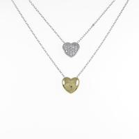K18WG／K18YG ハート パヴェ ダイヤモンドネックレス