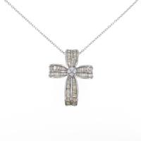 K18WG クロス ダイヤモンドネックレス