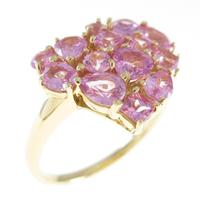 K18YG ハート ピンクサファイヤリング