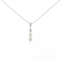 K18WG／750WG スリーストーン ダイヤモンドネックレス