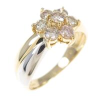 K18YG／PT フラワー ダイヤモンドリング