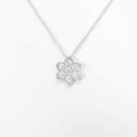 K18WG フラワー ダイヤモンドネックレス