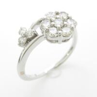 K18WG フラワー ダイヤモンドリング