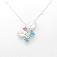 K18WG リーフ ブルートパーズネックレス