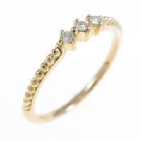 K18YG スリーストーン ダイヤモンドリング