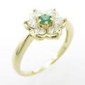 K18YG フラワー エメラルドリング