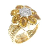 K18YG／K18WG フラワー サファイヤリング