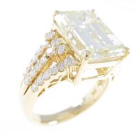 【リメイク】K18YG ダイヤモンドリング 7．009ct・VLY・SI1・エメラルドカット