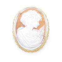 K18YG シェルカメオブローチ