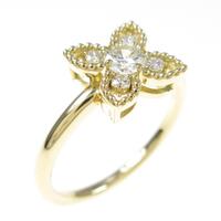 K18YG フラワー ダイヤモンドリング