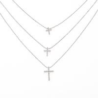 K18WG クロス ダイヤモンドネックレス