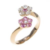 K18PG フラワー ピンクサファイヤリング