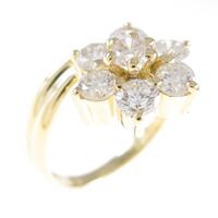 K18YG フラワー ダイヤモンドリング