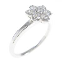 K18WG フラワー ダイヤモンドリング