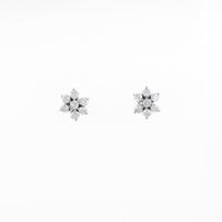 PT／K18WG フラワー ダイヤモンドピアス