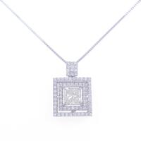 プラチナダイヤモンドネックレス 1．000ct・M・SI1・プリンセスカット