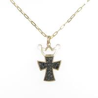 K18PG／K18BG クロス×クラウン ダイヤモンドネックレス