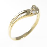 K18YG スリーストーン ダイヤモンドリング