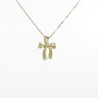 K18YG リボン ダイヤモンドネックレス