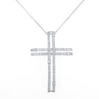 K18WG クロス ダイヤモンドネックレス