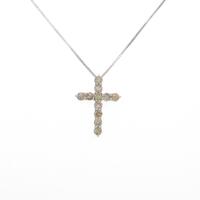 K18WG クロス ダイヤモンドネックレス