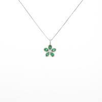 K18WG フラワー グリーンガーネットネックレス