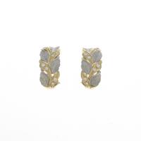 K18YG／PT リーフ ダイヤモンドイヤリング