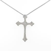 K18WG クロス ダイヤモンドネックレス