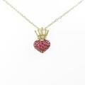 K18YG ハート×クラウン パヴェ ルビーネックレス