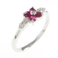 K14WG フラワー ルビーリング