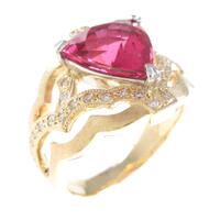 K18YG／PT ルベライトトルマリンリング