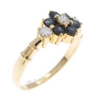 K18YG フラワー サファイヤリング