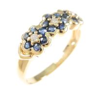 K18YG フラワー サファイヤリング