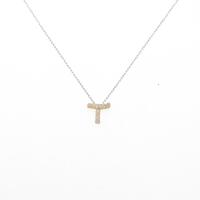 K18YG／PT アルファベットT ダイヤモンドネックレス