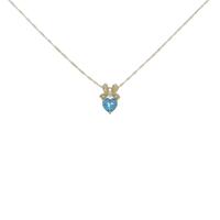 K18YG リボン×ハート ブルートパーズネックレス