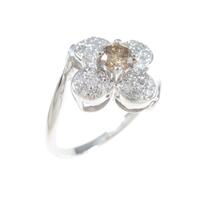 K18WG フラワー ダイヤモンドピンキーリング