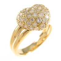 K18YG パヴェ ハート ダイヤモンドリング