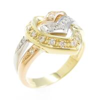 K18YG／PT／K18PG ハート ダイヤモンドリング