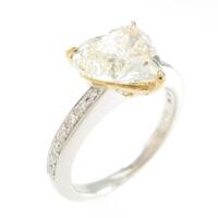 K18YG／プラチナダイヤモンドリング 2．028ct・M・SI1・ハートシェイプ