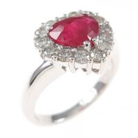 K18WG ハート ルビーリング