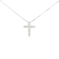 K18WG クロス ダイヤモンドネックレス