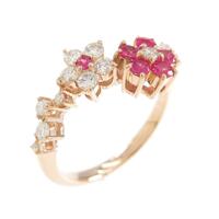 K18PG フラワー ルビーリング