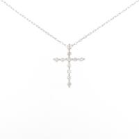 K18WG クロス ダイヤモンドネックレス
