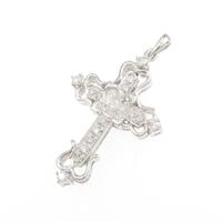 K18WG クロス ダイヤモンドペンダント