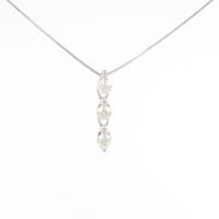 K18WG スリーストーン ダイヤモンドネックレス